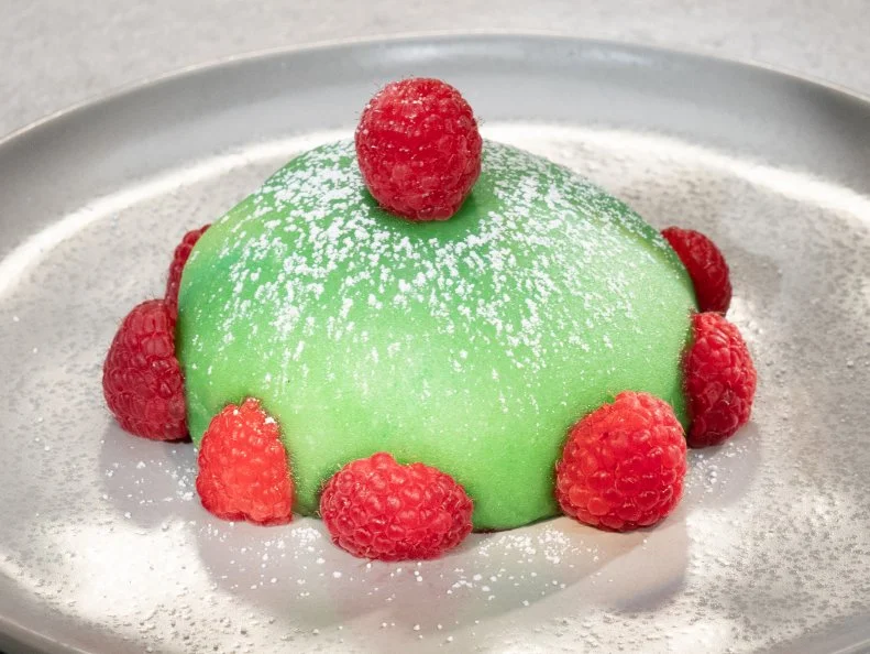 Contestant Julie Franceschini's cake is Classic Princess Cake with vanilla cream and raspberry jam, during the Skills Challenge, as seen on Best Baker in America, Season 3.