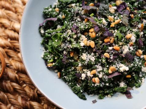 Purple and Green Kale Salad with Lemon Anchovy Vinaigrette