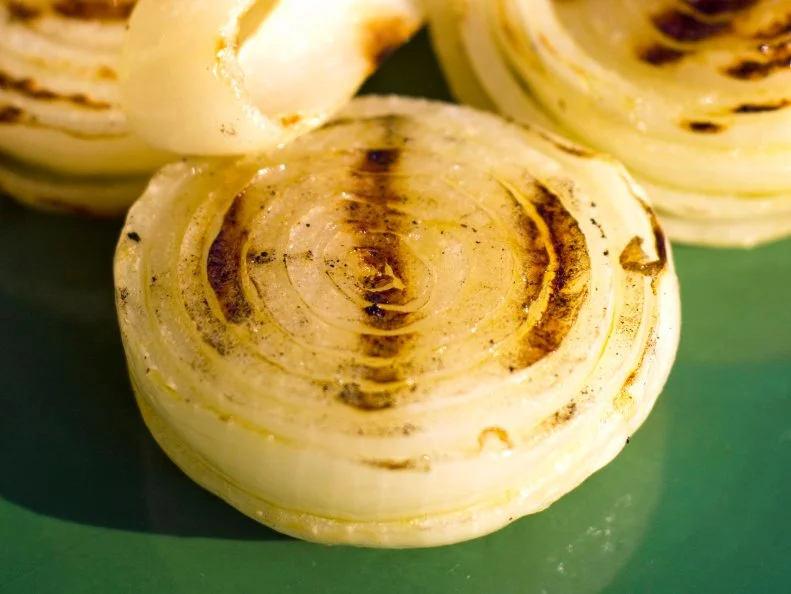 "Grilled white onions, a roasted vegetable right off the grill. (SEE LIGHTBOXES BELOW for more grilled, vegetables and food photos...)"