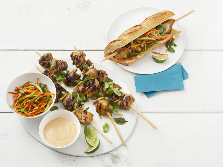Grilled Lemongrass Chicken Kebab Sandwiches Recipe Food Network