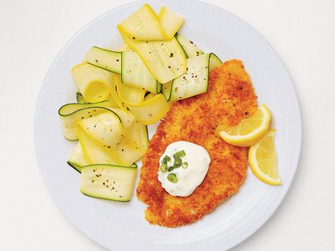 Fish Milanese with Summer Squash