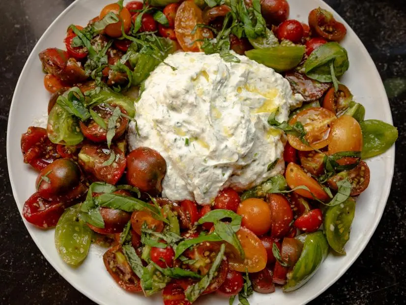 Close-up of Heirloom Tomatoes with Herbed Ricotta
