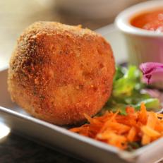 Arancini Stuffed with Gorgonzola as Served at Luigi Vitrone's Pastabilities in Wilmington, Delaware, as seen on Diners, Drive-Ins and Dives, Season 30.