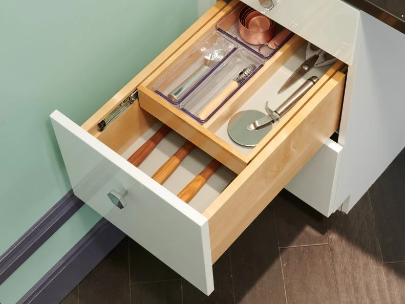 Cabinets To Go “Cool Storage Moments”, utensil drawer, as seen on Food Network’s Fantasy Kitchen Sweepstakes 2019.