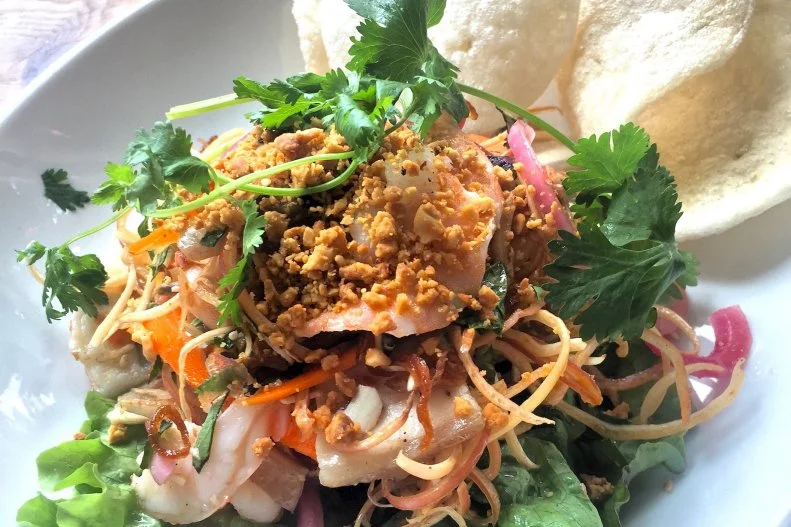 At this chic, modern Vietnamese spot in the Mission, you’ll find plenty of bargains. Entrée-style salads are under $12 and vermicelli noodle bowls under $15 each with vibrant fresh herbs and topped with grilled shrimp, pork, beef or tofu. The bright banana blossom salad ($11.50) has tender sliced banana blossoms, pork belly, shrimp, onion, and crunchy fried garlic, shallots, and peanuts.