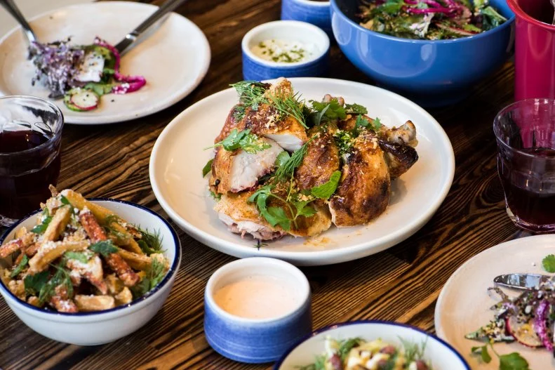 Right around the corner from Michelin-starred Rich Table is RT Rotisserie. It’s a casual spot offering rotisserie chicken and ribs with a variety of sauces, perfect for dining family-style. A half-chicken ($10) is plenty to share, so add on a side dish or two, like their shredded cabbage and almond salad for $5 or Brussels sprout Caesar ($6). If you’re not in a sharing mood, the rotisserie chicken sandwich ($12) or pork belly sandwich ($14), both served on ciabatta rolls, with garlic aioli and pickled onions, transcend standard deli fare.
