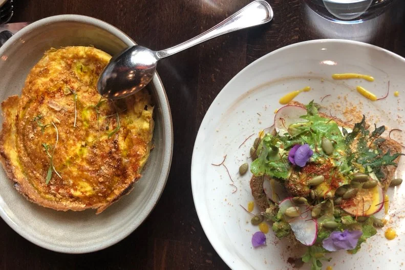 Rooh is one of the most-elegant and -refined Indian restaurants in San Francisco, but brunch is still a bargain with several dishes under $15. The masala frittata ($14) is a must-order dish, flavored with tomato, onion, chile and a drizzle of cilantro oil. Another stunning dish is the avocado on toast. It starts with Indian bread called taftan, and is topped with edamame hummus, burrata, slices of avocado and masala spice.