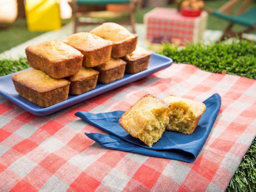 Sunny Anderson makes Easy Peach Jalapeno Cornbread, as seen on Food Network's The Kitchen Season 14.