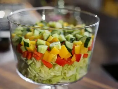 Chopped Salad Trifle with Homemade Ranch as seen on Valerie's Home Cooking, Season 9.