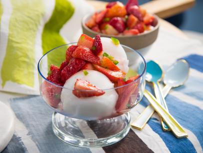 Doug Quint and Bryan Petroff add Strawberries and Jalapenos for an unexpected ice cream topping, as seen on Food Network's The Kitchen
