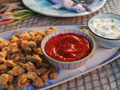 Fried Clams with Tartar and Cocktail Sauces