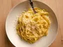 Close-up of Missy's Fettucine, Buffalo Butter, Parmigiano Reggiano, as seen on Barefoot Contessa: Back to the Basics, Season 16.