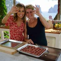 Giada De Laurentiis and her Aunt Raffy prepare a dish on the set of Dinos Capri, as seen on Gaida in Italy, Season 3.