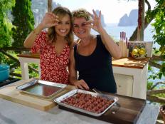 Giada De Laurentiis and her Aunt Raffy prepare a dish on the set of Dinos Capri, as seen on Gaida in Italy, Season 3.