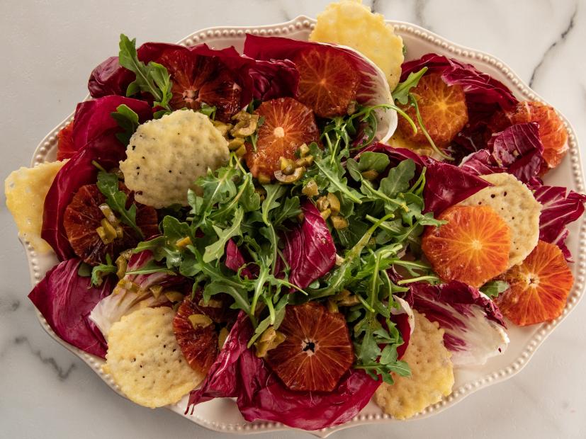 Close-up of Italian Salad with Parmesan Crisps, as seen on The Pionner Woman, Season 22.
