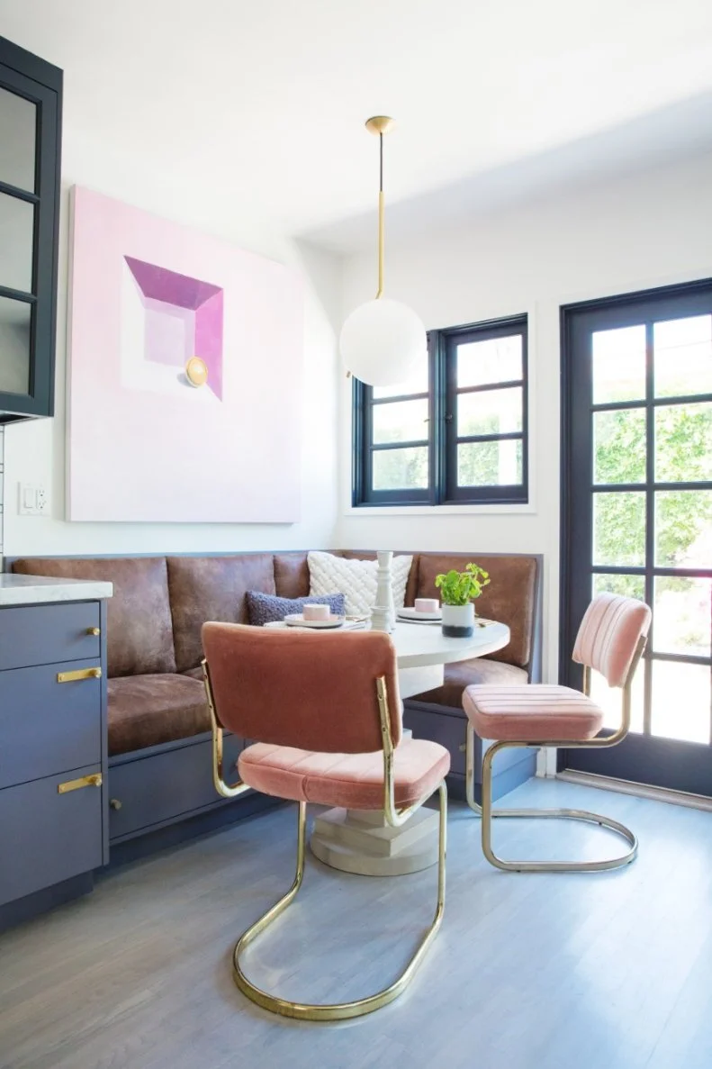 A fun breakfast nook that's meant to be fresh, inviting, and playful without sacrificing any amenity!