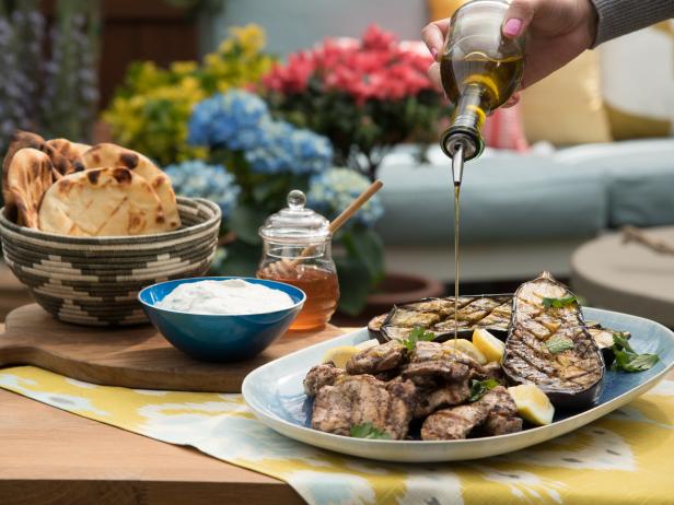 Katie Lee makes Mediterranean-Spiced Chicken and Eggplant, as seen on Food Network's The Kitchen