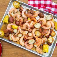 Sunny Anderson makes a Sheet Pan Shrimp "Boil", as seen on Food Network's The Kitchen