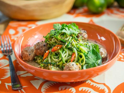 Thai Green Curry Meatballs with Zoodles
