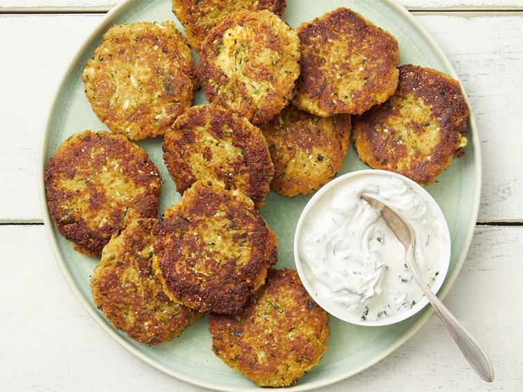 Zucchini Cakes with Herb Sour Cream Recipe | Trisha Yearwood | Food Network