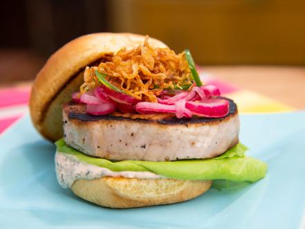 Tuna Steak Burgers Recipe | Geoffrey Zakarian | Food Network