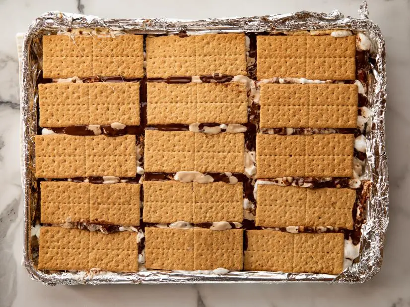 Close-up of Grilled Sheetpan S'mores, as seen on The Pionner Woman, Season 22.
