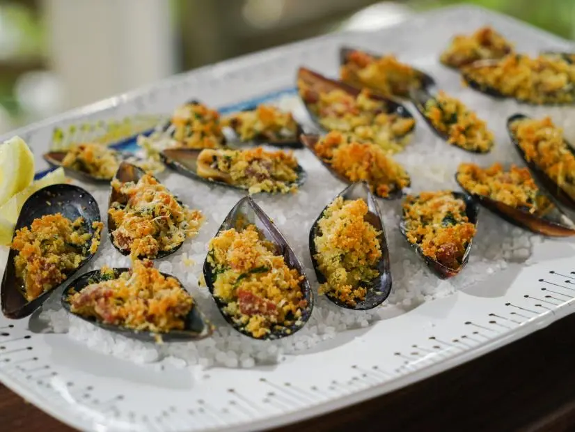 Food beauty of Giadas Cozze al Forno, as seen on Giada in Italy, Season 3.