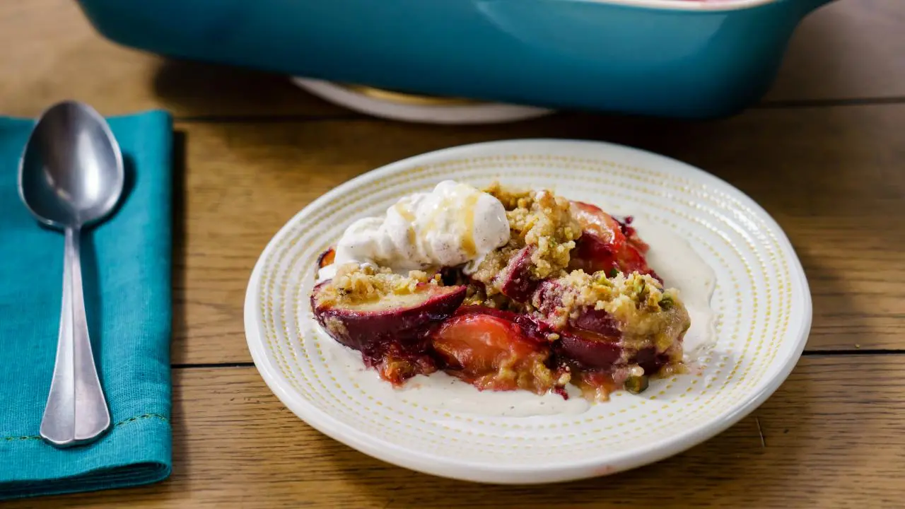 Black Plum and Cardamom Crumble