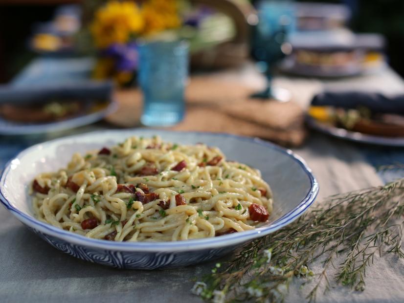 Homemade Pici Pasta with Carbonara Sauce Recipe Valerie Bertinelli