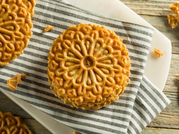 Baked Homemade Crispy Pizzelles in a Stack