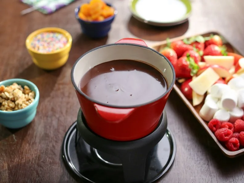 DIY Chocolate Dip with Marshmallows and Fruit as seen on Valerie's Home Cooking, Season 9.