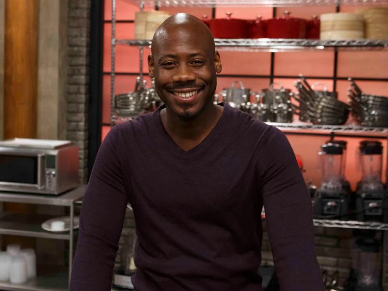 Recruit Idris Alison-Konteh poses, as seen on Worst Cooks in America, Season 17.