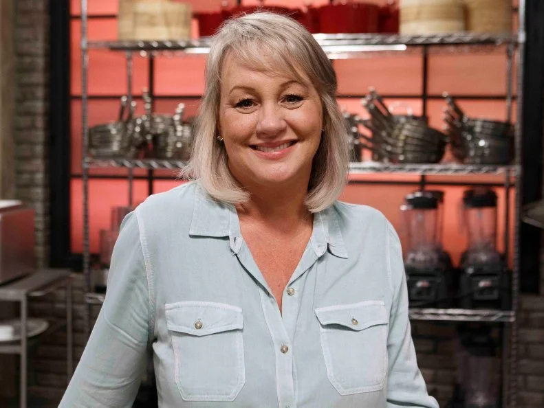 Recruit Karma Ann Moody poses, as seen on Worst Cooks in America, Season 17.