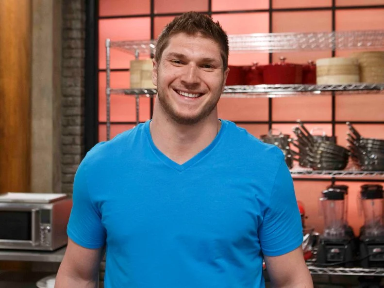 Recruit Laith Wallschleger poses, as seen on Worst Cooks in America, Season 17.