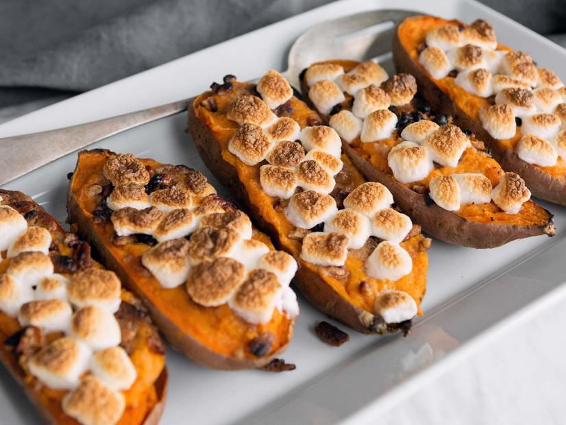 Twice-Baked Sweet Potatoes Recipe | Amanda Haas | Food Network