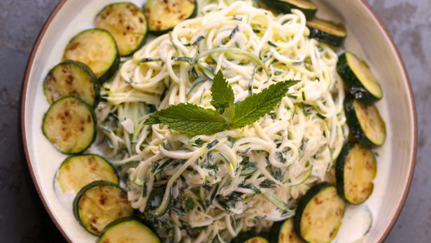 Zucchini Noodles with Garlicky Yogurt Sauce image