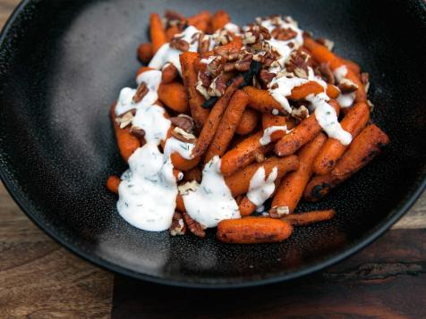 BBQ Baby Carrots with Dill-Yogurt Sauce