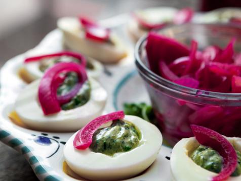 Charred Leek Deviled Eggs