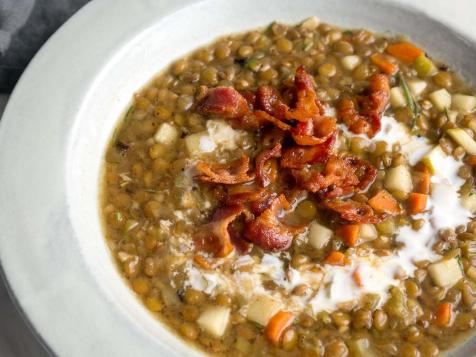 Lentil-Apple Soup with Bacon & Buttermilk