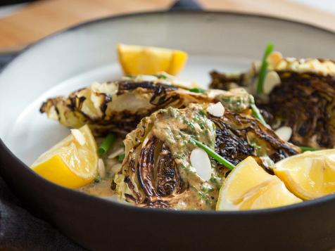 Charred Cabbage with Creamy Almond Vinaigrette