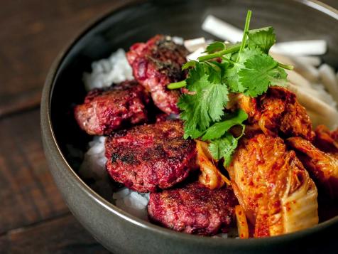 Rice Bowl with Pork Sausage and Kimchi