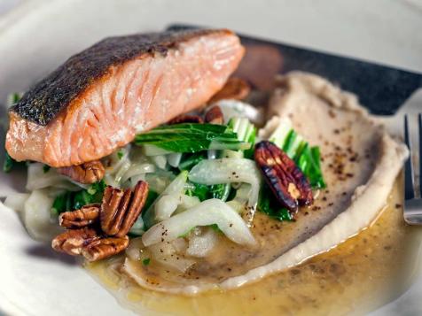 Pan-Roasted Salmon with White Bean Purée