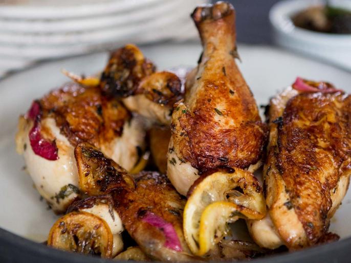 Roast Chicken with Charred Scallion Vinaigrette Recipe | Gavin Kaysen ...