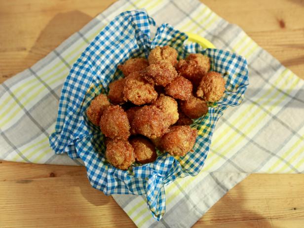 Sunny Anderson makes Easy Hush Puppies with a Hot Honey Dipping Sauce, as seen on Food Network's The Kitchen
