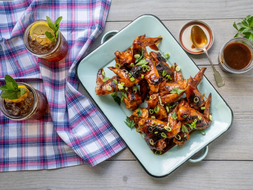 Grilled Sea Island Wings with Hot Honey Sauce, as seen on Delicious Miss Brown, Season 1.
