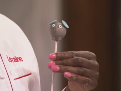 Chef Lorraine's elephant cookie pop demonstrated for skill drill