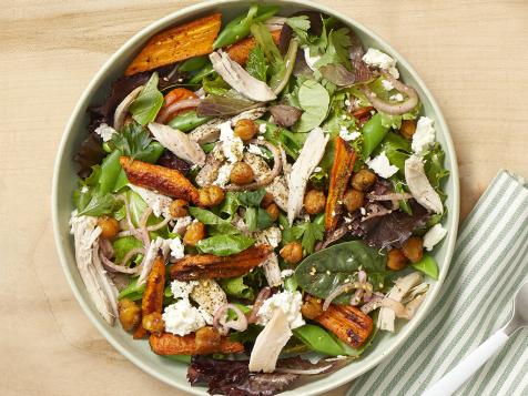 Chicken Salad with Roasted Chickpeas and Carrots