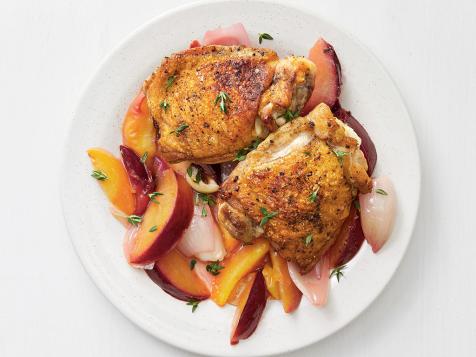 Crispy Chicken with Peaches and Plums