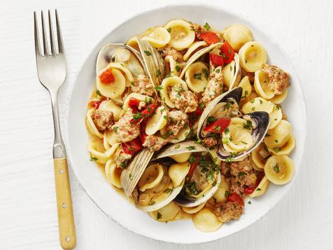 Orecchiette with Clams, Sausage and Peppers