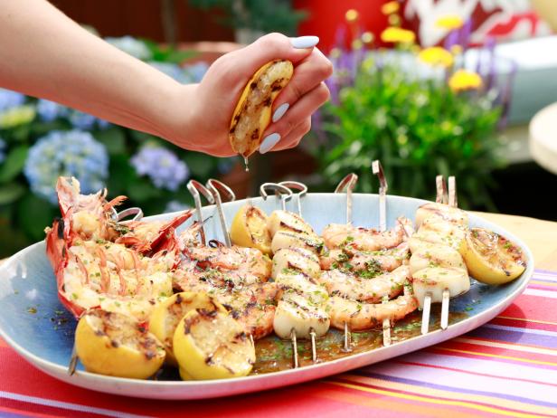 Geoffrey Zakarian makes a Grilled Seafood Platter, as seen on Food Network's The Kitchen